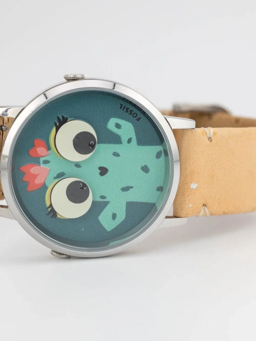 FOSSIL ES4214 Cactus Novelty Leather Quartz Analog Women's Watch New Battery